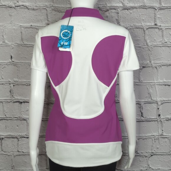 Nivo Sports Women’s Size S White Purple Golf Polo Shirt UV UPF 40 Quick Dry New - Picture 3 of 12